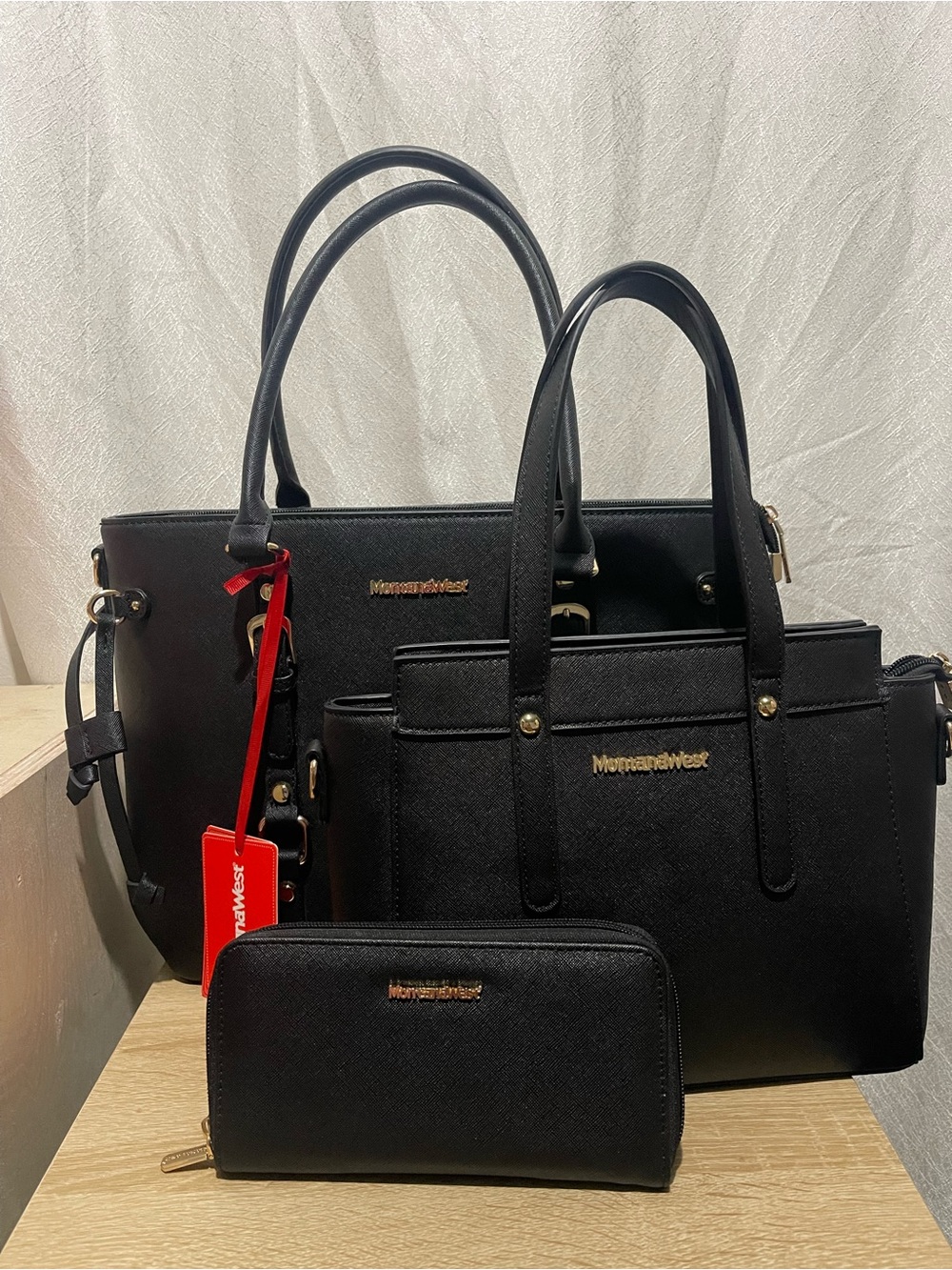 Montana West Black Triple Bag Set New with Tag